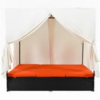 Outdoor Patio Wicker Sunbed Daybed with Cushions