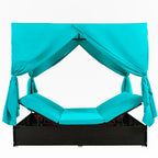 Outdoor Patio Wicker Sunbed Daybed with Cushions