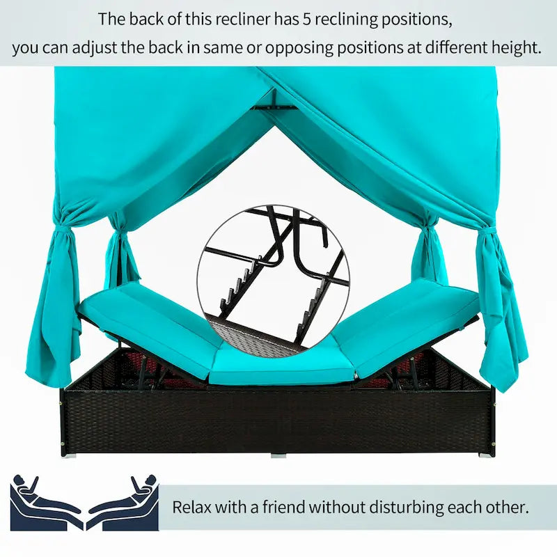 Outdoor Patio Wicker Sunbed Daybed with Cushions