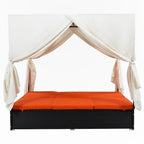 Outdoor Patio Wicker Sunbed Daybed with Cushions