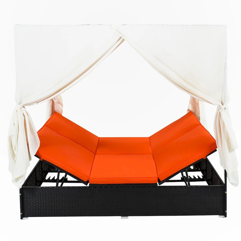 Outdoor Patio Wicker Sunbed Daybed with Cushions