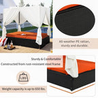 Outdoor Patio Wicker Sunbed Daybed with Cushions