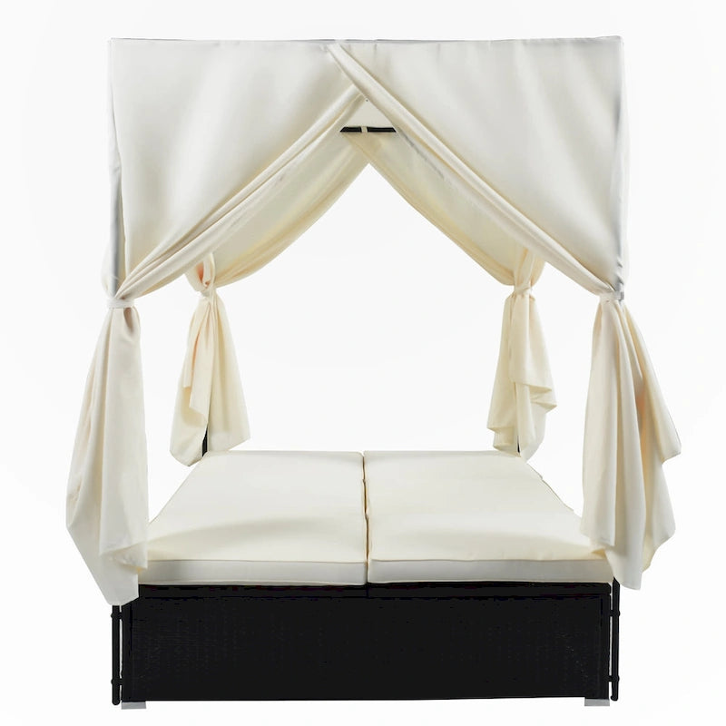 Outdoor Patio Wicker Sunbed Daybed with Cushions