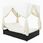 Outdoor Patio Wicker Sunbed Daybed with Cushions