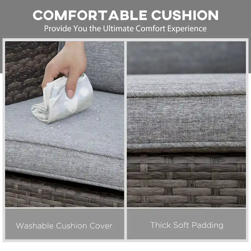 Outsunny Patio Wicker Rocking Chair, Outdoor PE Rattan Swing Chair w/ Soft Cushions, Classic Style for Garden, Patio, Lawn