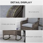 Outsunny Patio Wicker Rocking Chair, Outdoor PE Rattan Swing Chair w/ Soft Cushions, Classic Style for Garden, Patio, Lawn