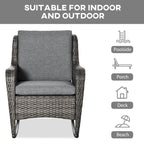 Outsunny Patio Wicker Rocking Chair, Outdoor PE Rattan Swing Chair w/ Soft Cushions, Classic Style for Garden, Patio, Lawn
