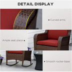 Outsunny Patio Wicker Rocking Chair, Outdoor PE Rattan Swing Chair w/ Soft Cushions, Classic Style for Garden, Patio, Lawn