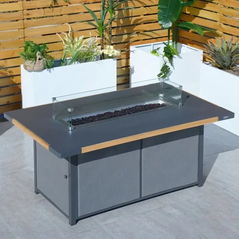 Patio Rocking Chair Sofa Set with Firepit Table and BBQ Grill