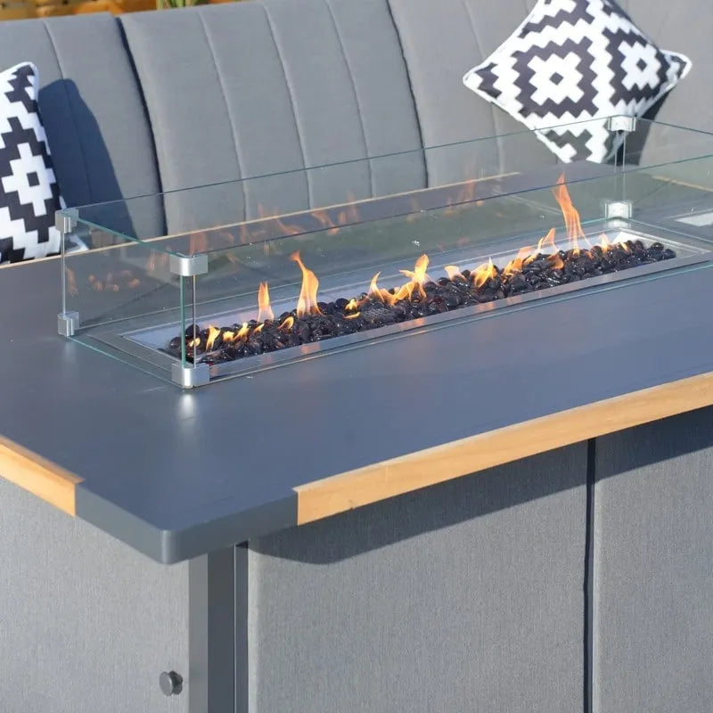Patio Rocking Chair Sofa Set with Firepit Table and BBQ Grill