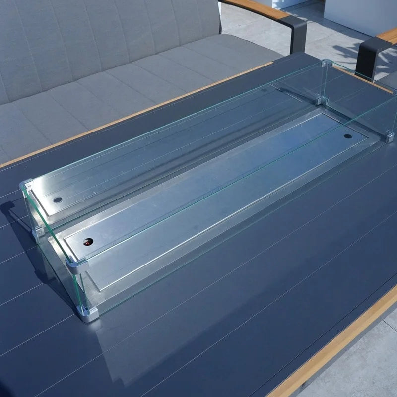 Patio Rocking Chair Sofa Set with Firepit Table and BBQ Grill