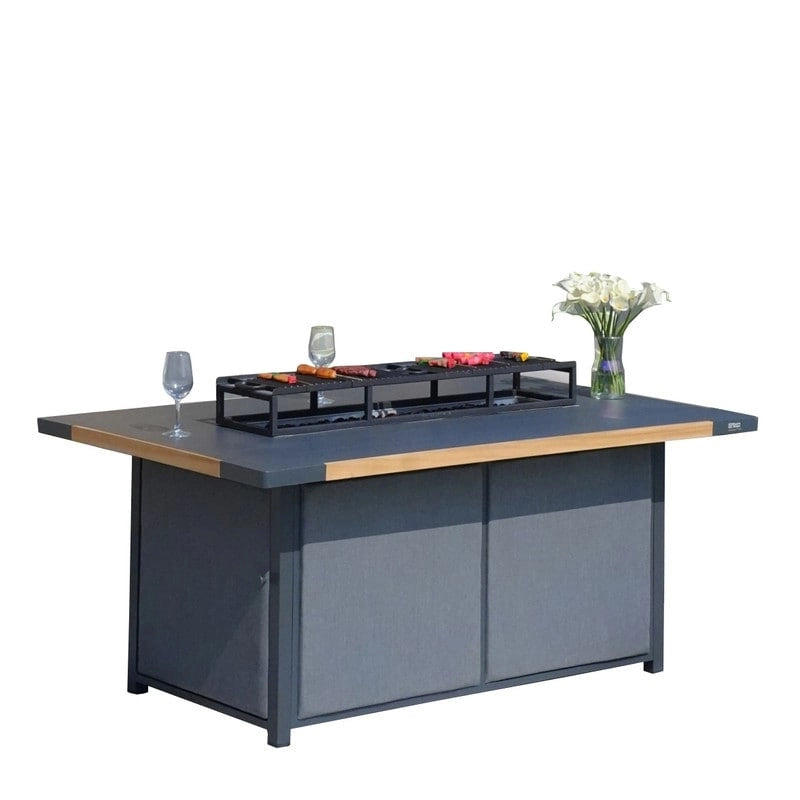 Patio Rocking Chair Sofa Set with Firepit Table and BBQ Grill