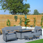 Patio Rocking Chair Sofa Set with Firepit Table and BBQ Grill
