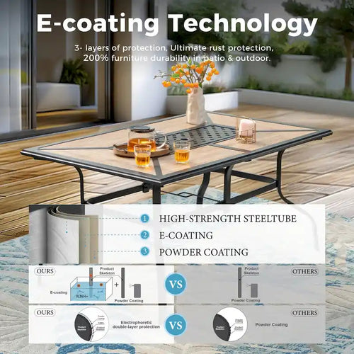 7/8-Piece Patio Dining Set of 6 Swivel Metal Rattan Chairs with Deep-seating Chairs and Wood-like Table & Outdoor Umbrella - N/A