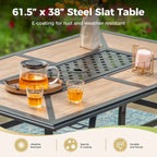 7/8-Piece Patio Dining Set of 6 Swivel Metal Rattan Chairs with Deep-seating Chairs and Wood-like Table & Outdoor Umbrella - N/A