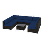 UPHA 9 Pieces Patio Furniture Set Outdoor Sectional Sofa Set, Brown PE Rattan Wicker Conversation Set with Coffee Table