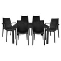 LeisureMod Kent 7-Piece Outdoor Dining Set with 4 Chairs 2 Arm Chairs - 28