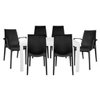 LeisureMod Kent 7-Piece Outdoor Dining Set with 4 Chairs 2 Arm Chairs - 28