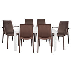 LeisureMod Kent 7-Piece Outdoor Dining Set with 4 Chairs 2 Arm Chairs - 28