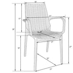 LeisureMod Kent 7-Piece Outdoor Dining Set with 4 Chairs 2 Arm Chairs - 28