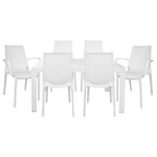 LeisureMod Kent 7-Piece Outdoor Dining Set with 4 Chairs 2 Arm Chairs - 28
