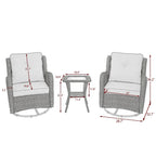 Outdoor 3 Pieces Rattan Wicker Bistro Set Swivel Rocker With Cushion & Table