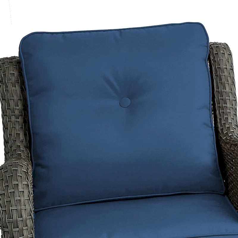 Outdoor 3 Pieces Rattan Wicker Bistro Set Swivel Rocker With Cushion & Table
