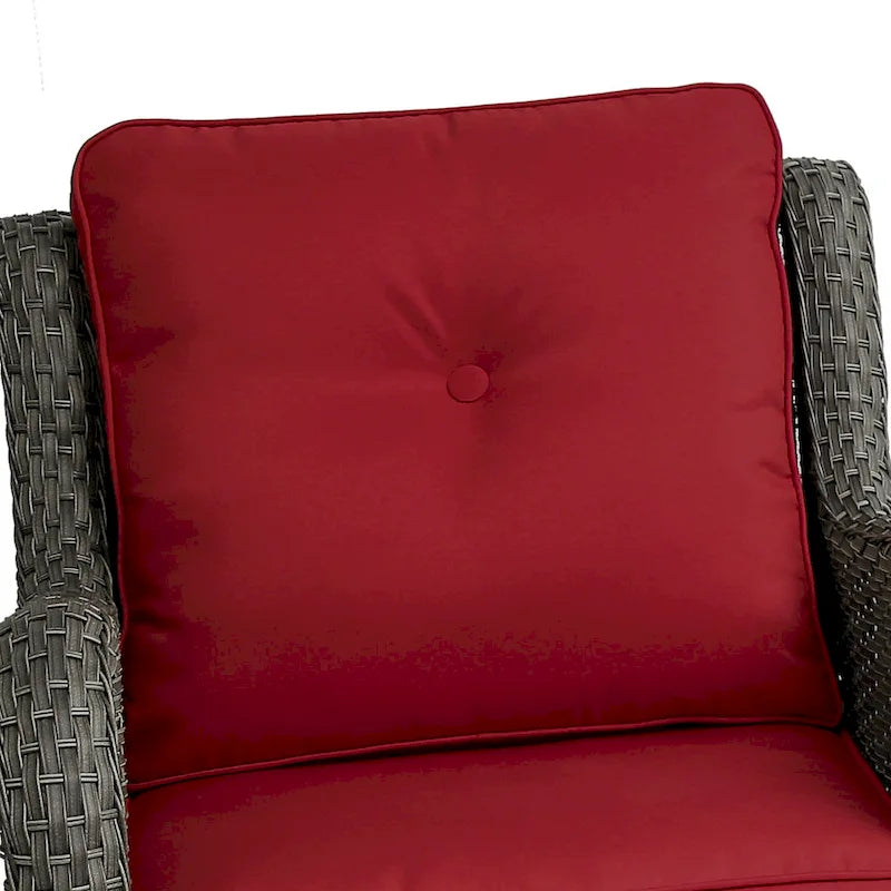 Outdoor 3 Pieces Rattan Wicker Bistro Set Swivel Rocker With Cushion & Table