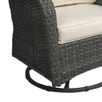 Outdoor 3 Pieces Rattan Wicker Bistro Set Swivel Rocker With Cushion & Table