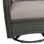 Outdoor 3 Pieces Rattan Wicker Bistro Set Swivel Rocker With Cushion & Table