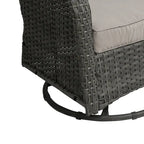 Outdoor 3 Pieces Rattan Wicker Bistro Set Swivel Rocker With Cushion & Table