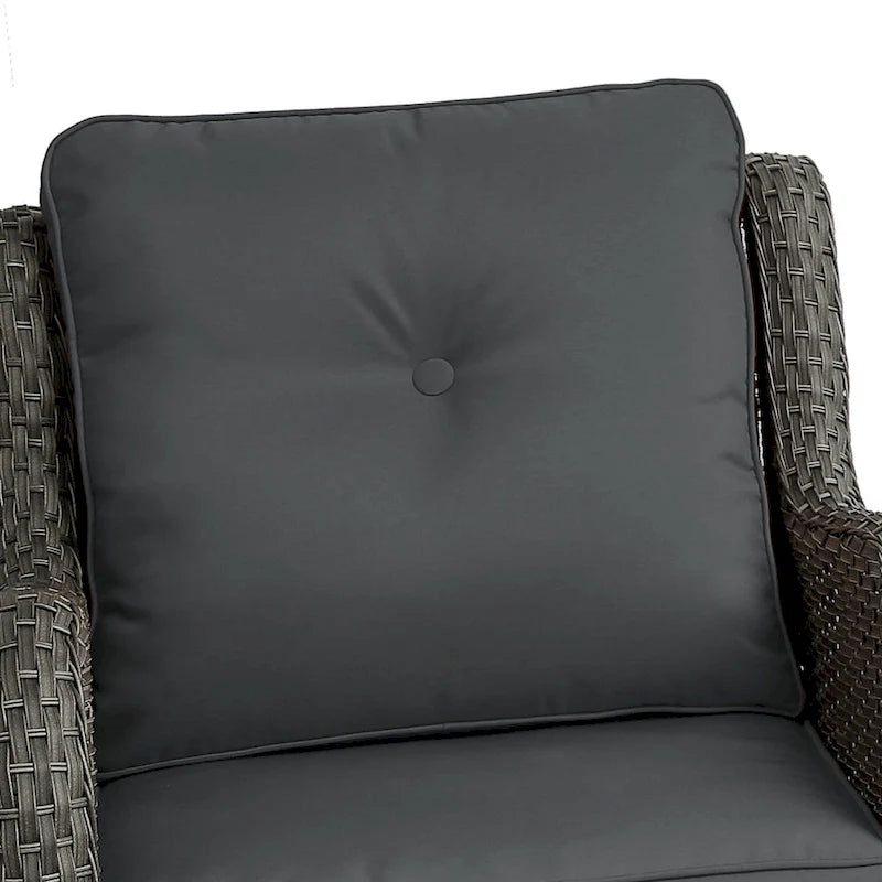 Outdoor 3 Pieces Rattan Wicker Bistro Set Swivel Rocker With Cushion & Table