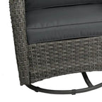 Outdoor 3 Pieces Rattan Wicker Bistro Set Swivel Rocker With Cushion & Table
