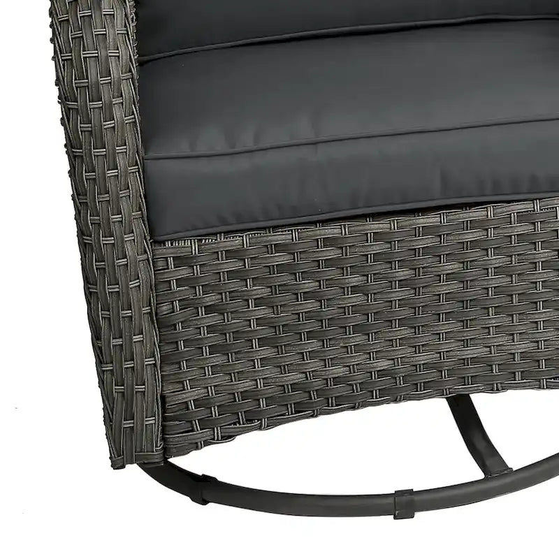 Outdoor 3 Pieces Rattan Wicker Bistro Set Swivel Rocker With Cushion & Table