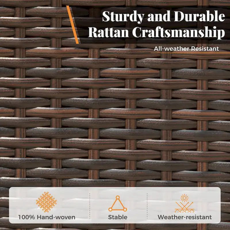 5-Piece Patio Dining Set, 36 Square Acacia Wood Table and 4 Rattan Armrest Chairs