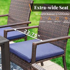 5-Piece Patio Dining Set, 36 Square Acacia Wood Table and 4 Rattan Armrest Chairs
