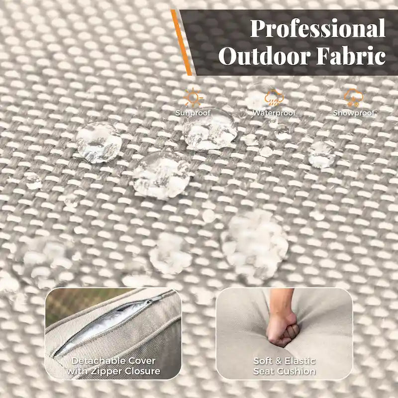 5-Piece Patio Dining Set, 36 Square Acacia Wood Table and 4 Rattan Armrest Chairs