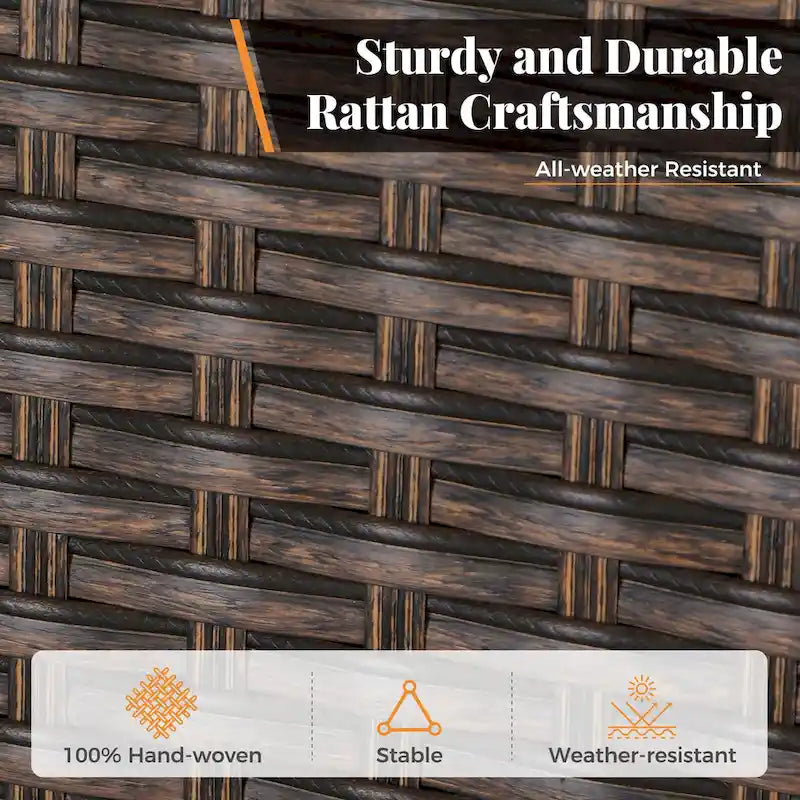 5-Piece Patio Dining Set, 36 Square Acacia Wood Table and 4 Rattan Armrest Chairs