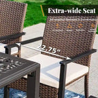5-Piece Patio Dining Set, 36 Square Acacia Wood Table and 4 Rattan Armrest Chairs