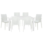 LeisureMod Mace 7-Piece Outdoor Dining Set with 4 Chairs 2 Arm Chairs - 28