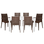 LeisureMod Mace 7-Piece Outdoor Dining Set with 4 Chairs 2 Arm Chairs - 28