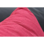 5 Piece Outdoor Wicker Sectional Conversation Sofa Set with Black Cushions and Red Pillows