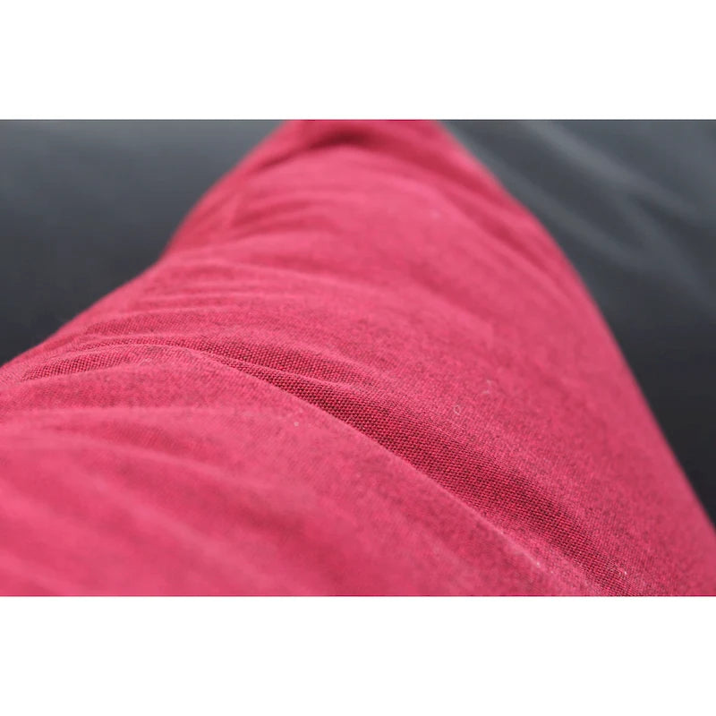 5 Piece Outdoor Wicker Sectional Conversation Sofa Set with Black Cushions and Red Pillows