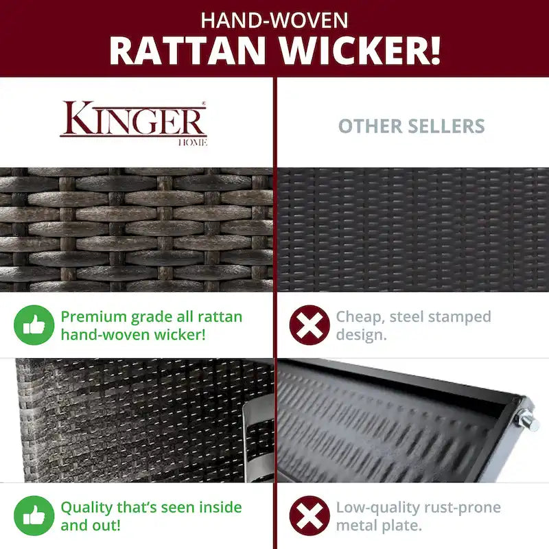 Lark Propane Fire Pit Table Set for Patio, Rattan Wicker (50,000 BTU)