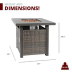 Lark Propane Fire Pit Table Set for Patio, Rattan Wicker (50,000 BTU)