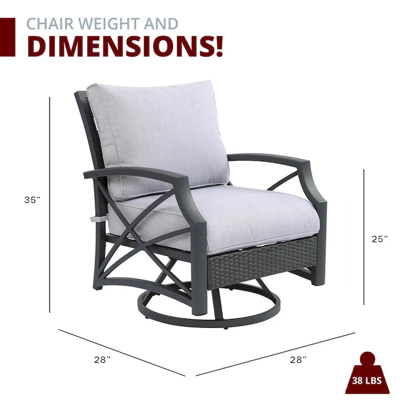 Lark Propane Fire Pit Table Set for Patio, Rattan Wicker (50,000 BTU)