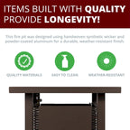 Lark Propane Fire Pit Table Set for Patio, Rattan Wicker (50,000 BTU)