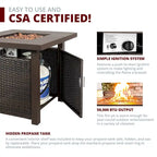 Lark Propane Fire Pit Table Set for Patio, Rattan Wicker (50,000 BTU)