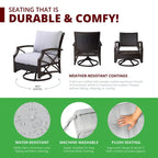 Lark Propane Fire Pit Table Set for Patio, Rattan Wicker (50,000 BTU)