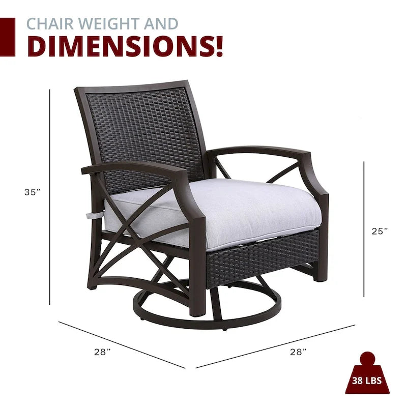 Lark Propane Fire Pit Table Set for Patio, Rattan Wicker (50,000 BTU)